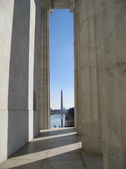 Lincoln looking onto Washington memorial