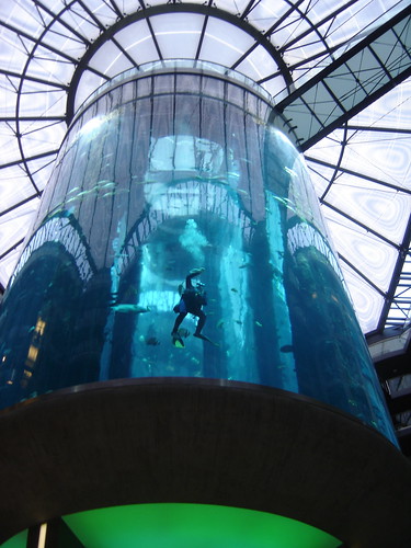 Scuba diver in AquaDom at hotel in Berlin, Germany