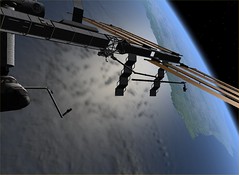 Orbiter View STS-120 EVA Solar Panel Repair