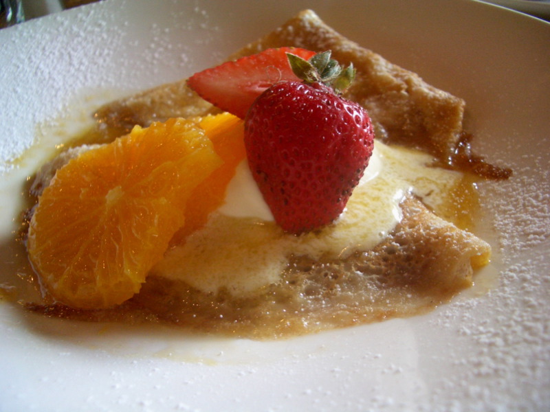 Crepes with orange and maple syrup