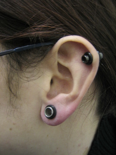 helix piercing stud. stretched Helix piercing