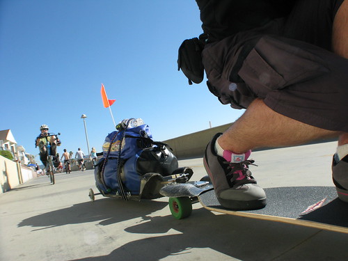 The longboard trailer in action in Redondo Beach, California, USA