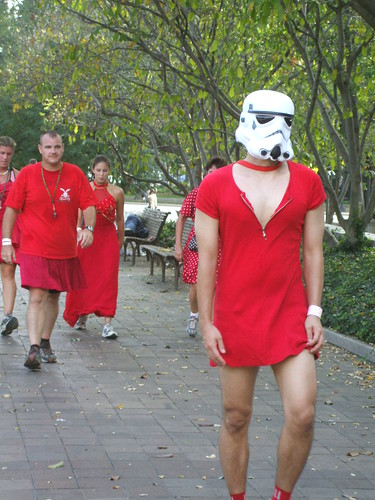 Storm trooper in a red dress