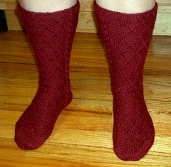 Alpaca Socks in Drops Cable Pattern - Front