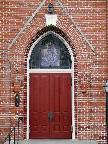 Immaculate Conception Roman Catholic Church, in Saint Mary, Missouri, USA - door