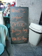 What's higher, Orgiz batting avg. or Mr. B's Age?