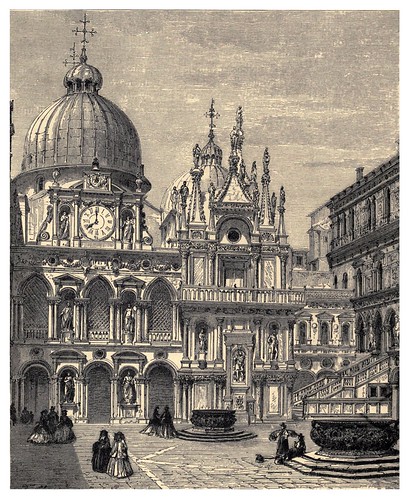 027-Patio del palacio del Dogo de Venecia-Italian pictures drawn with pen and pencil 1878