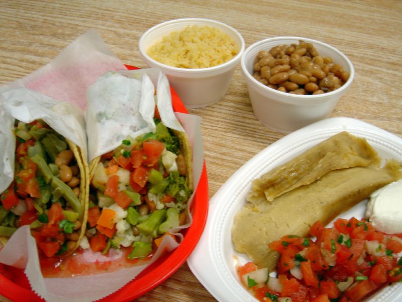 Cactus taco, Vegetable taco, Cheese tamale