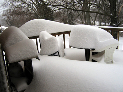 Snow on the back deck