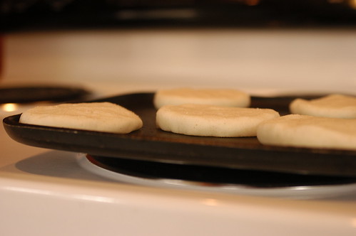 arepas - put them on the griddle