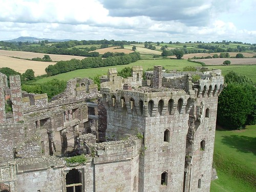 Looking down from the Great Tower of Raglan Castle