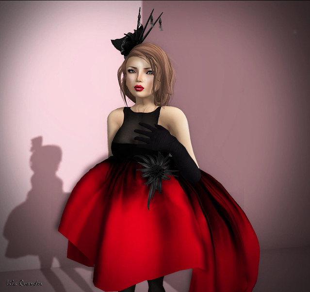 -Glam Affair - Linda Dress - Gown whit black flower - Red