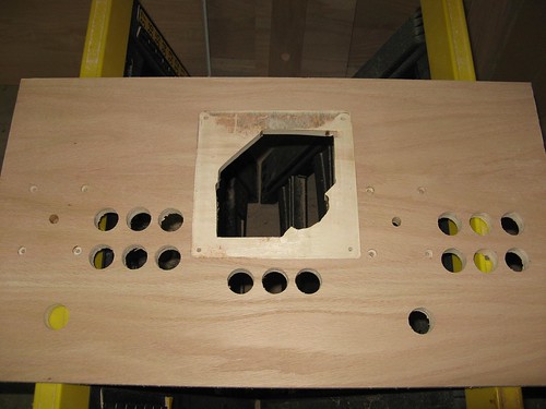 Control Panel after routing for the trackball mounting plate