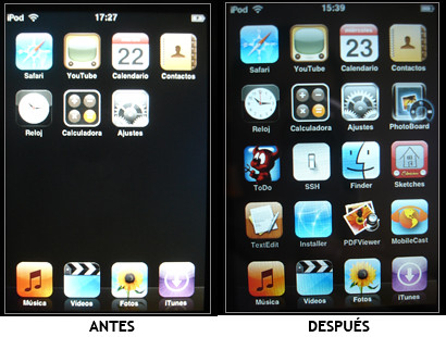 dashboard del ipod touch