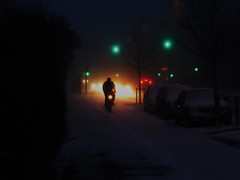 Snowstorm Cycling by Night