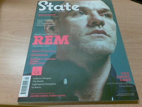 Rem on the cover of new music mag state.ie