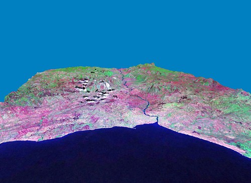 Lake Tanganyika and Lukuga Confluence - 3D View Landsat S-35-05_2000 (1-250,000)