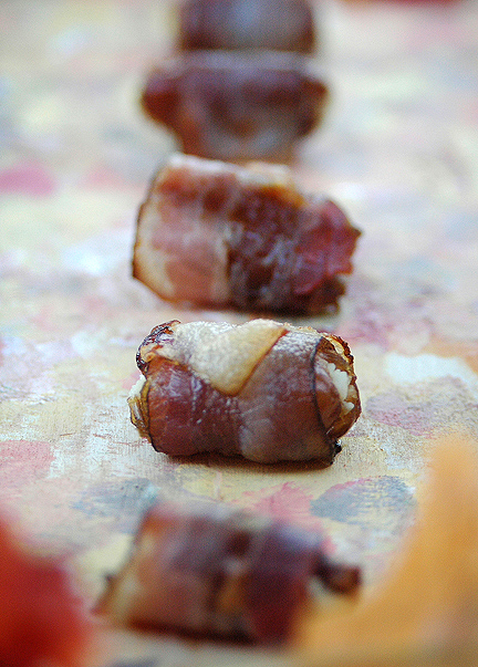 Bacon Wrapped Dates with Parmesan & Goat Cheese