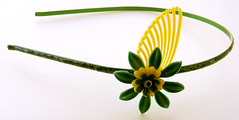 Green and Yellow Vintage Flowers Headband