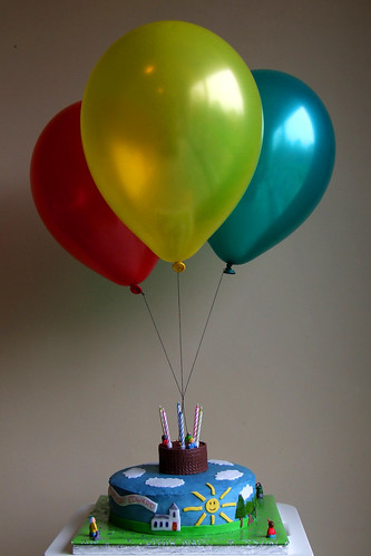 birthday balloons and cake. Balloon cake 1