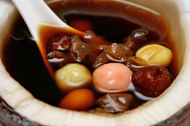 White Fungus, Red Dates & Dried Longan Served in a Coconut : $5.80