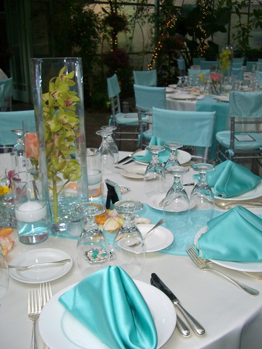 Teal Blue and Peach Table Top