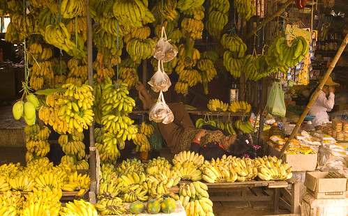 schlafende Bananenverkaueferin