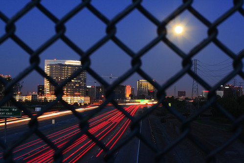 speeding down a moonlit freeway