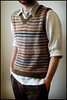 Striped Vest in Handspun and Recycled Tweed