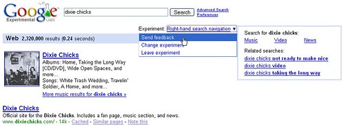 Right-hand contextual search navigation