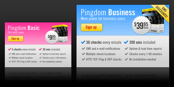 The two uptime monitoring packages from Pingdom
