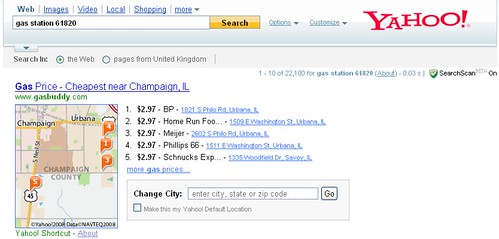 Yahoo! Shows Gas (Petrol) Prices