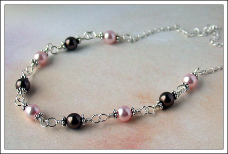 Swarovski pearl and silver necklace