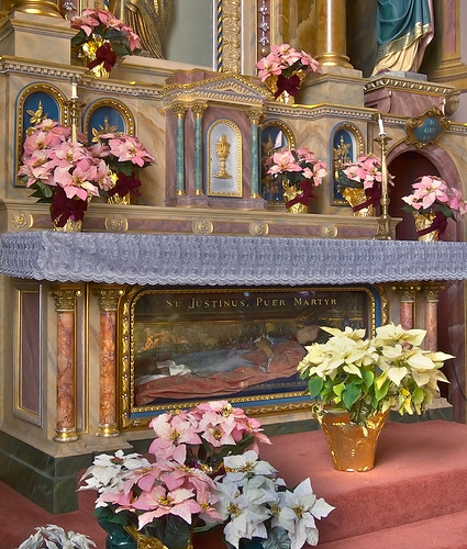 Saint Joseph Shrine, in Saint Louis, Missouri, USA - effigy of Saint Justinus