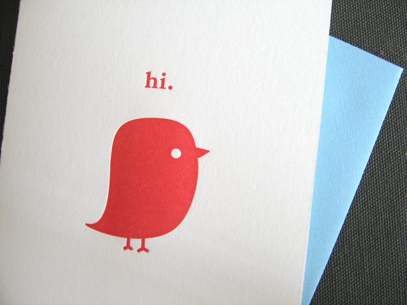 Hi bird letterpress card