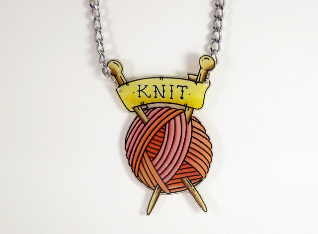 Knit Tattoo Necklace. I have wanted a knitting tattoo for a while now,