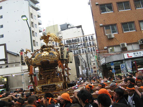 A mikoshi being carried at the Sanja Matsuri 2