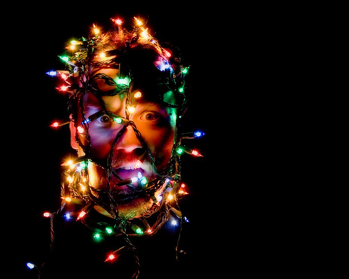 Retratos hechos con luces de Navidad
