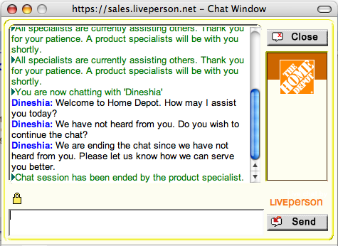 Home Depot Live Chat