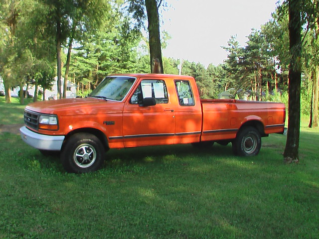 orange ford truck 1993 f250