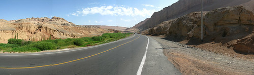 A gorge of contrasts on highway G312 on my way to Shanshan, Xinjiang Province, China