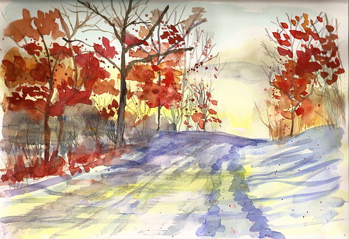 Watercolor Landscape - Late Fall