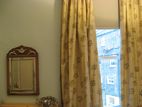 new room, mirror, curtains