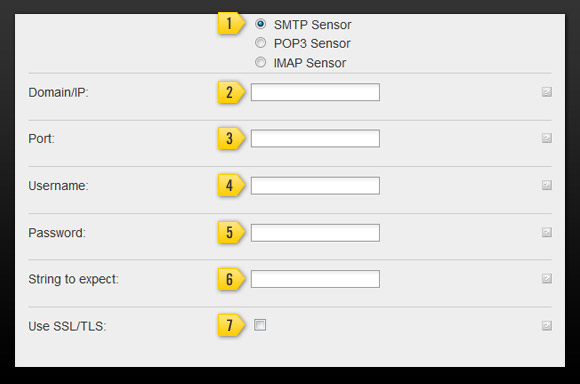 Settings for SMTP monitoring