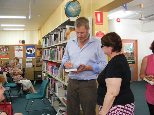 William McInnes signs a book for GIna