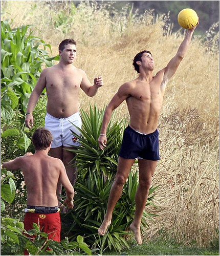 Shirtless Cristiano Ronaldo Playing Volleyball