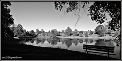 Lonely bench in black and white world ...