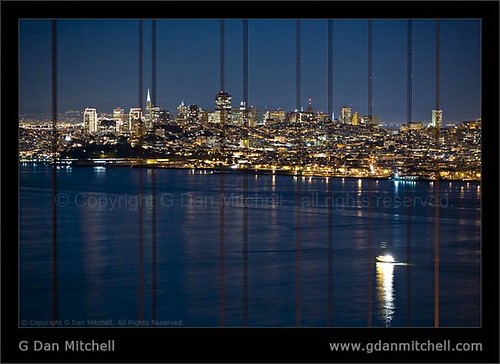 san francisco golden gate bridge at night. Golden Gate Bridge Cables - San Francisco at Night. San Francisco