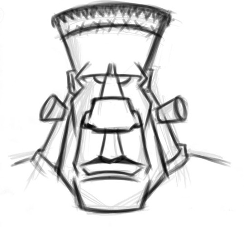Another sketch for an alternate style of frankenstein as a cartoon character 