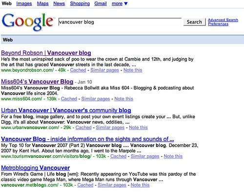 top vancouver blog google search....